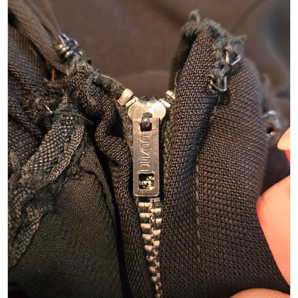 Vintage Black Sheer Sleeve Open Back Sheath Dress W/ Chiffon Bow Detail Size 15 - Picture 6 of 8